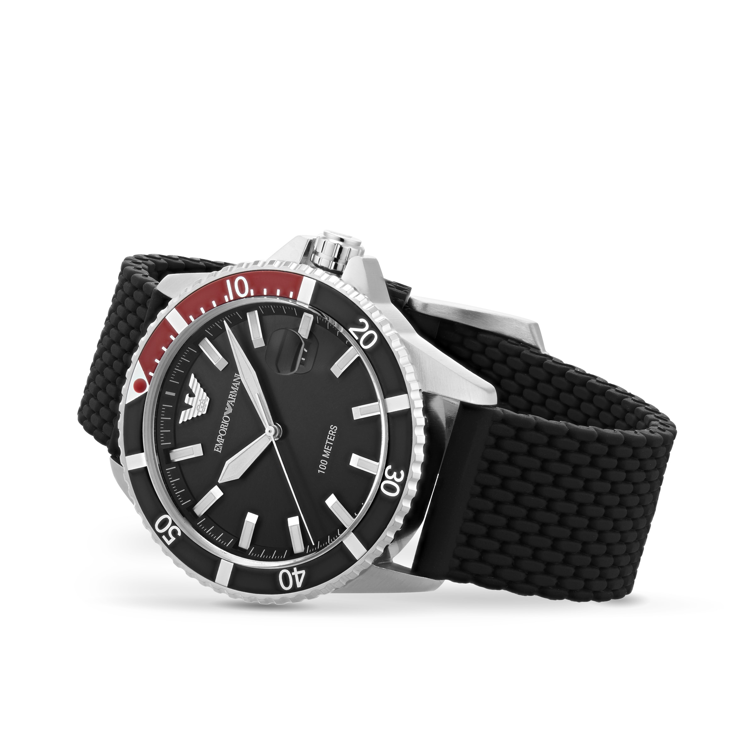 Armani mens watch outlet rubber strap