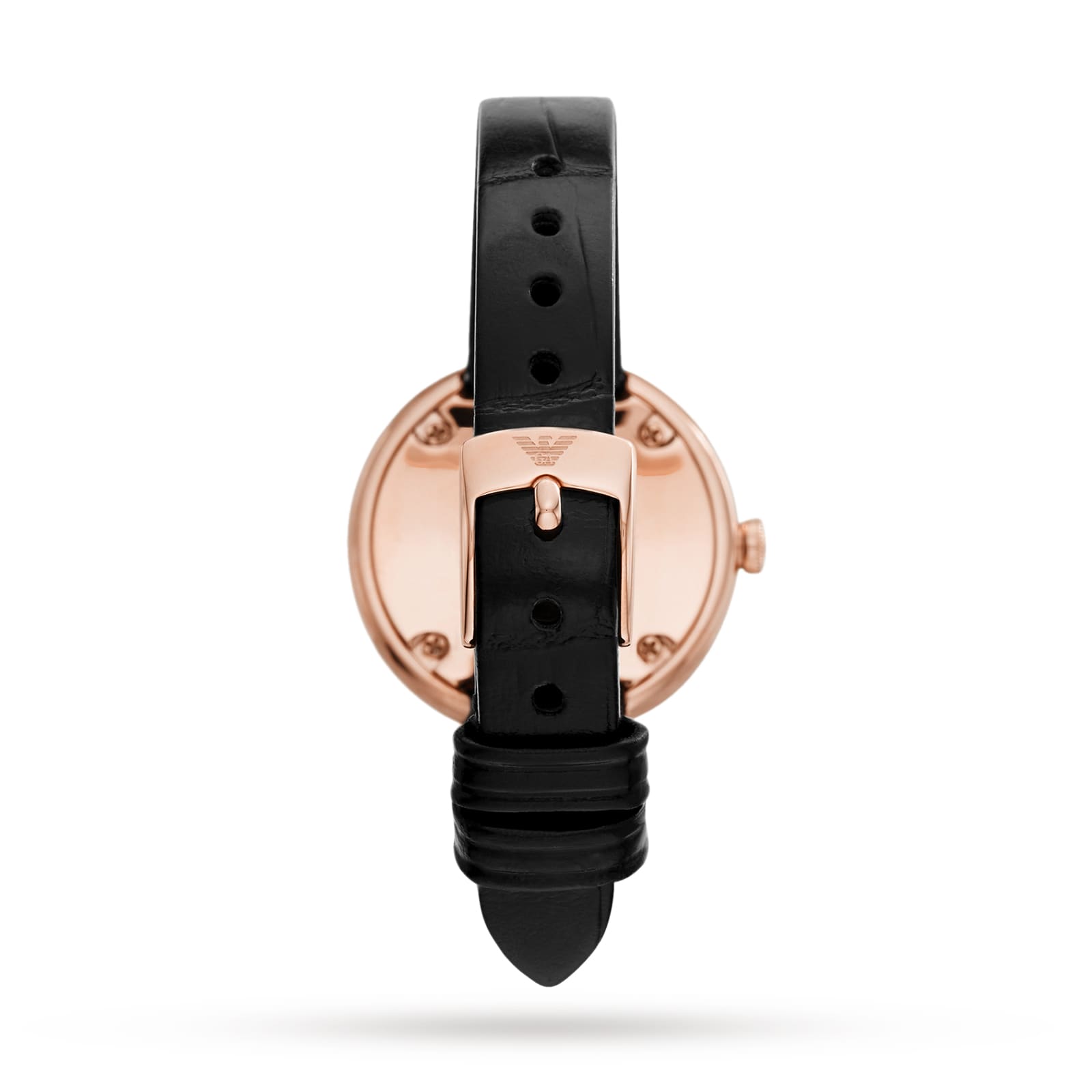 Emporio Armani Ladies Black Leather Watch