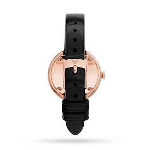 Emporio Armani Ladies Black Leather Watch