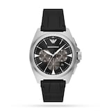 Emporio Armani Chronograph Black Leather Mens Watch