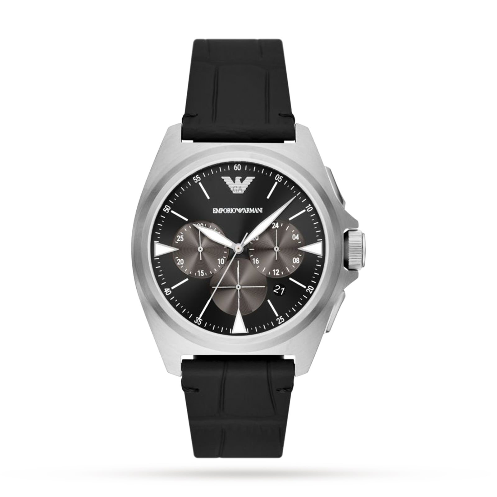 Emporio Armani Chronograph Black Leather Mens Watch AR11430 | Goldsmiths