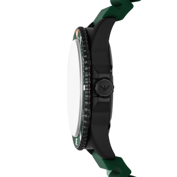 Emporio Armani Three-Hand Date 42mm Silicone Watch Green