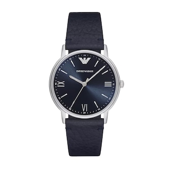 Emporio Armani Stainless Steel and Leather 41mm Mens Watch Emporio Armani Stainless Steel and Leather 41mm Mens Watch