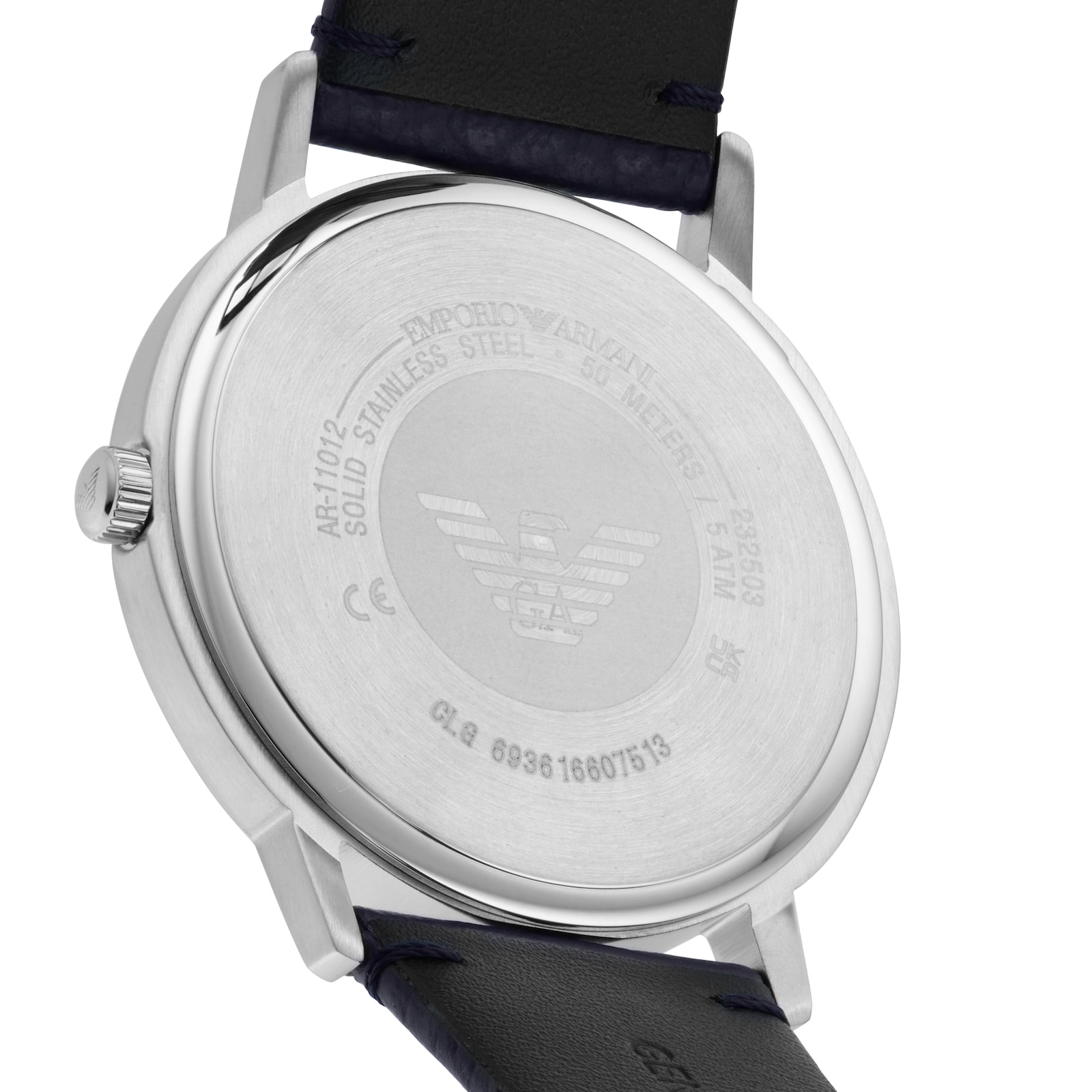 Emporio Armani Stainless Steel and Leather 41mm Mens Watch