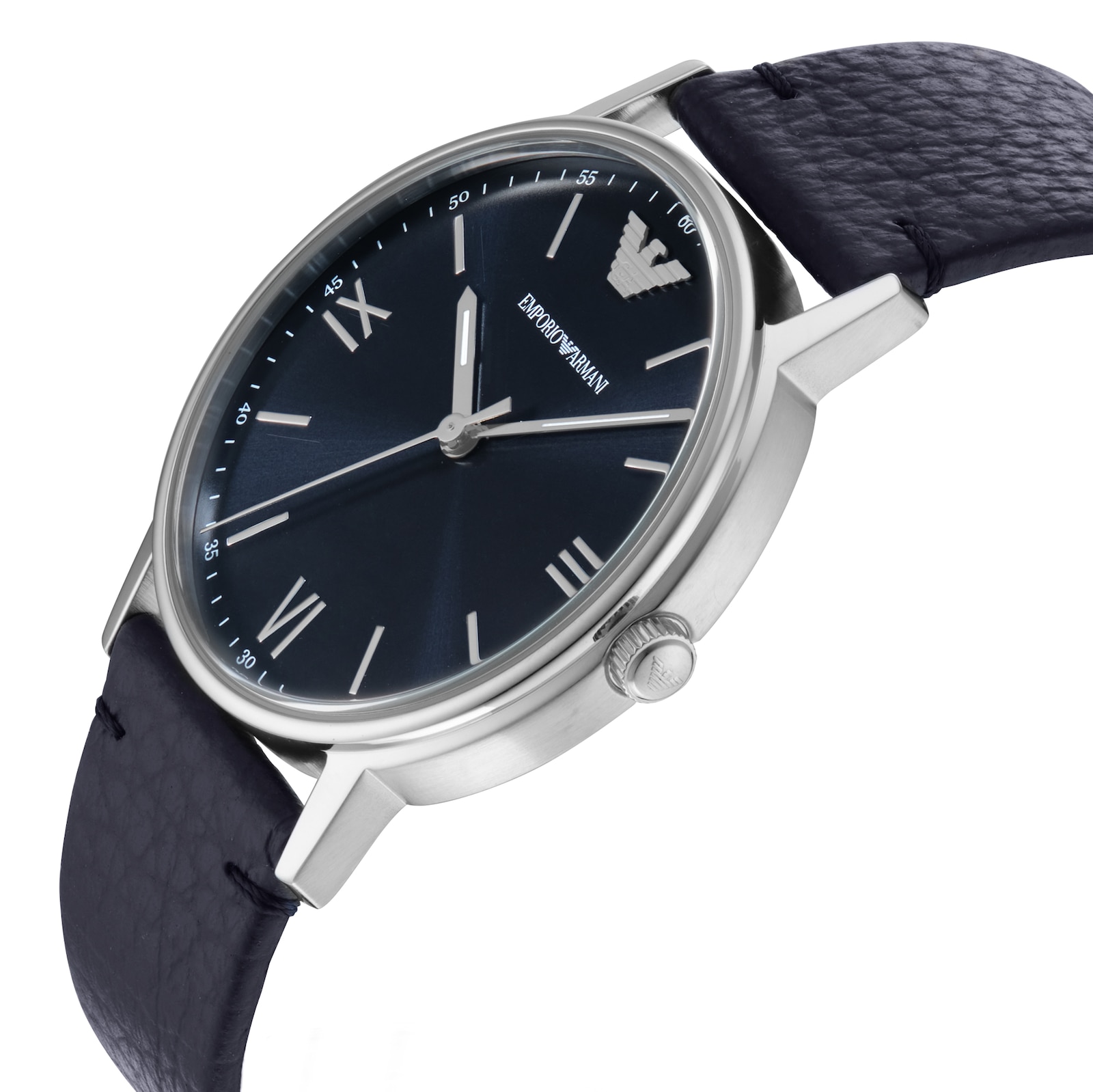 Emporio Armani Stainless Steel and Leather 41mm Mens Watch