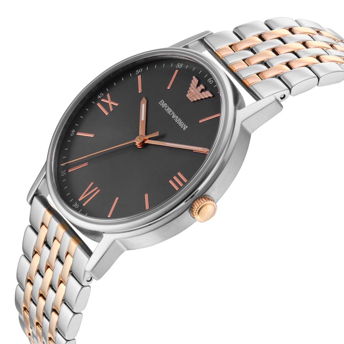 Emporio Armani Three Hand Two Tone Mens Watch