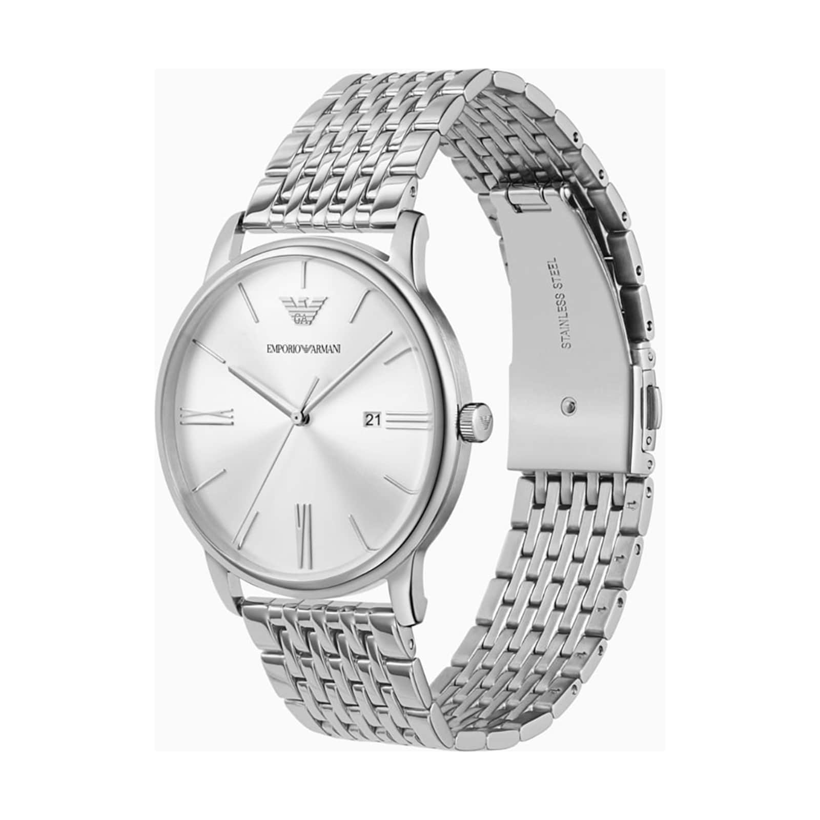 Armani Three-Hand Date Stainless Steel 42mm Mens Watch