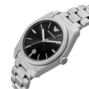 Emporio Armani Federico Stainless Steel Black Dial Mens Watch