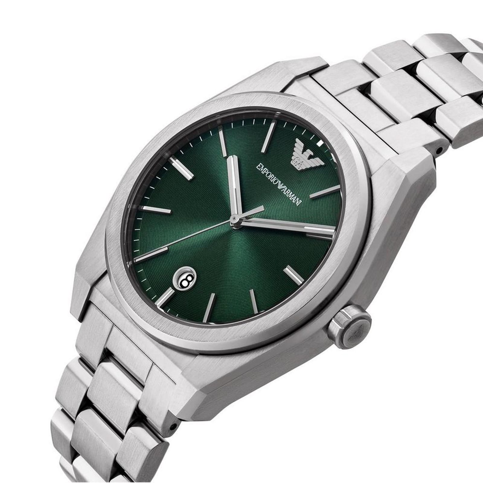 Emporio Armani Federico Stainless Steel Green Dial Mens Watch