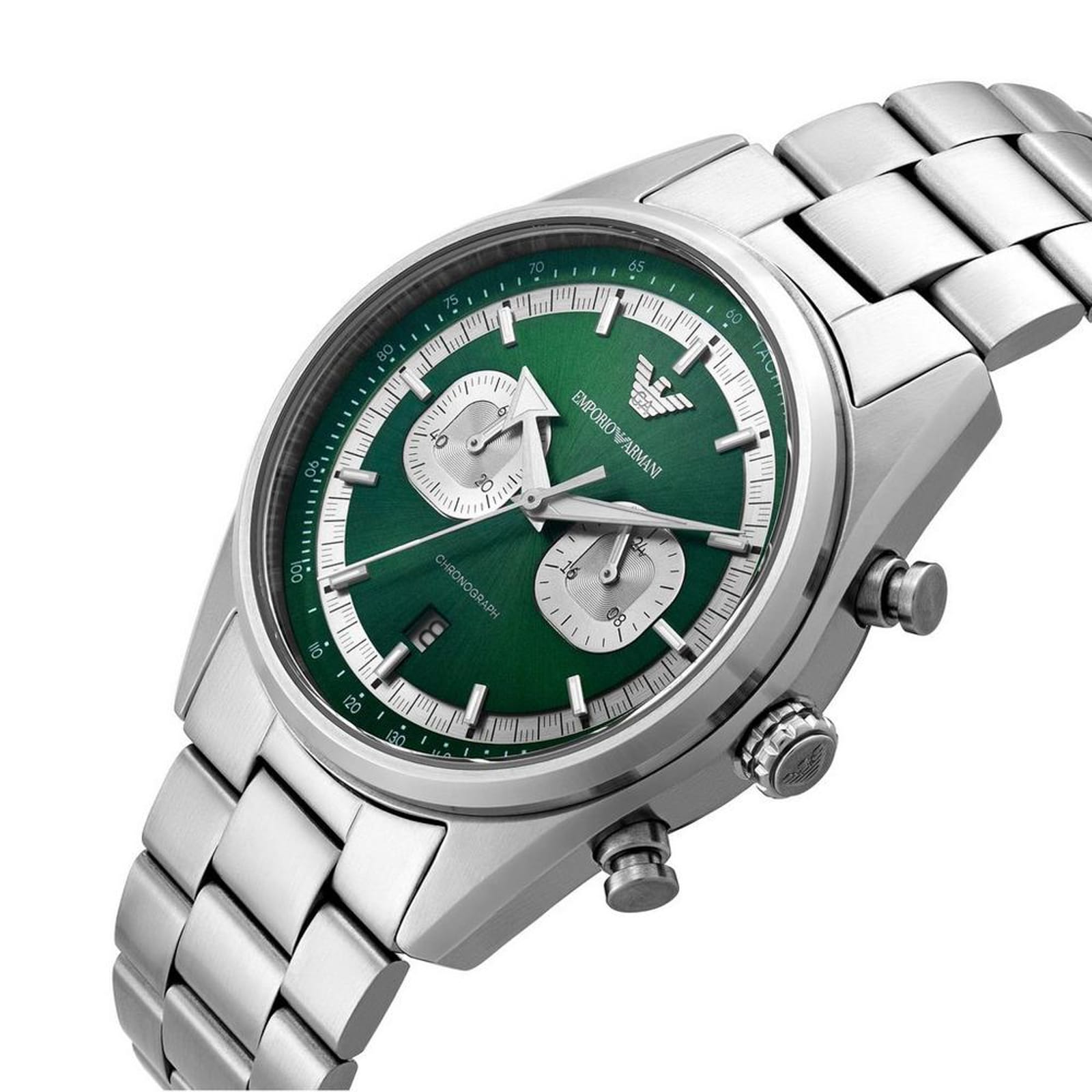 Emporio Armani Racer Chronograph Green Dial Mens Watch