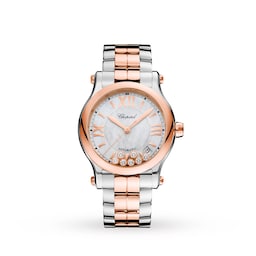 17970403 - Happy Sport 36mm Automatic 18ct Rose Gold Stainless Steel and Diamond Ladies Watch