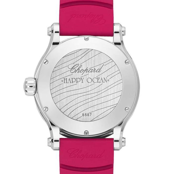 Chopard Happy Sport 40mm Ladies Watch Blue Dial Pink Strap