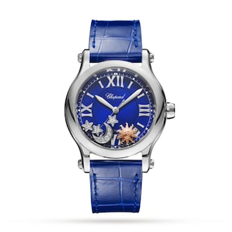 Chopard Happy Sport Sun, Moon and Stars 36mm, Automatic, Lucent Steel™, Diamonds