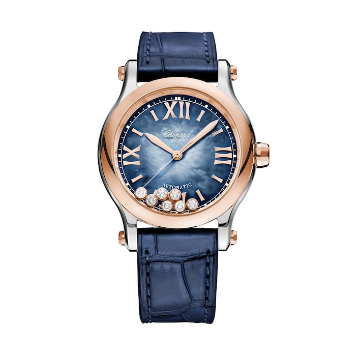 Chopard Happy Sport 36mm, Automatic, Ethical Rose Gold, Lucent Steel™, Diamonds