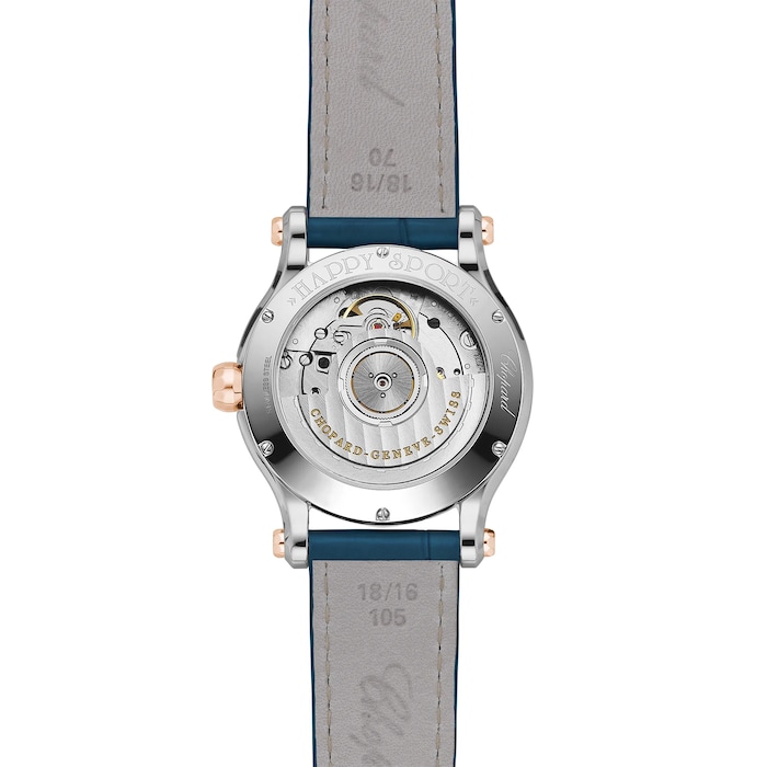 Chopard Happy Sport 36mm, Automatic, Ethical Rose Gold, Lucent Steel™, Diamonds