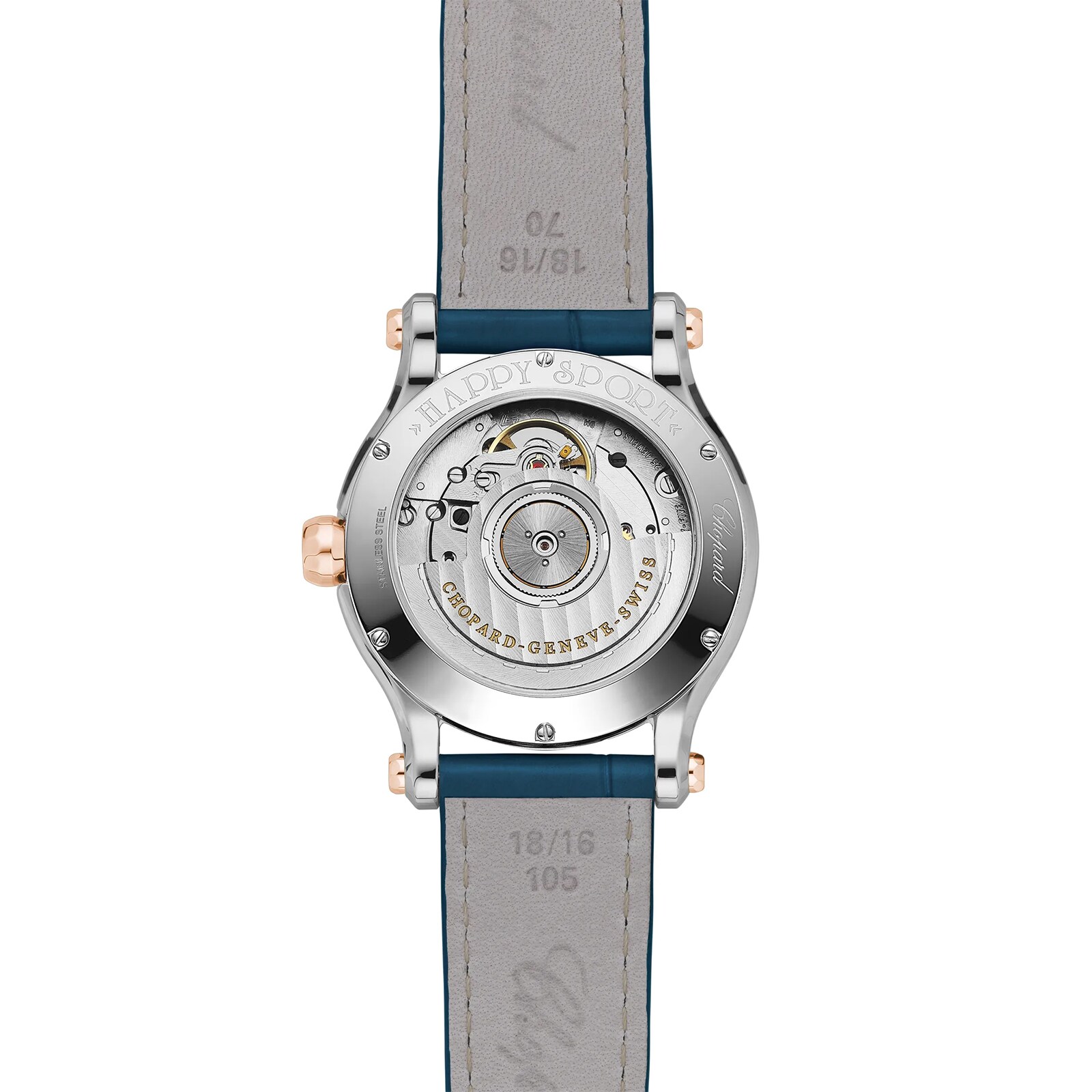 Chopard Happy Sport 36mm, Automatic, Ethical Rose Gold, Lucent Steel™, Diamonds