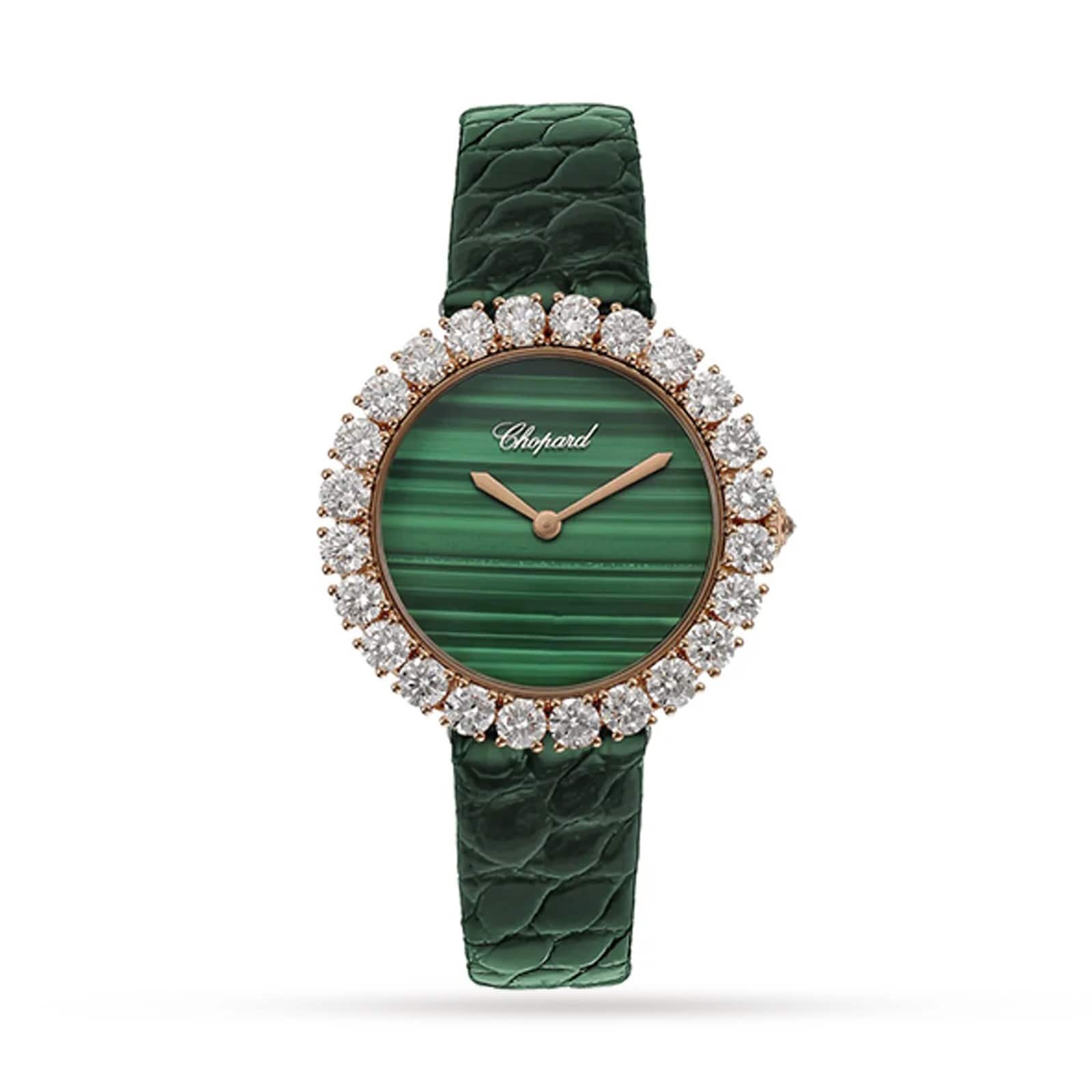 Chopard L'Heure Du Diamant Round Green 35.75mm Ladies Watch 13A419-5001
