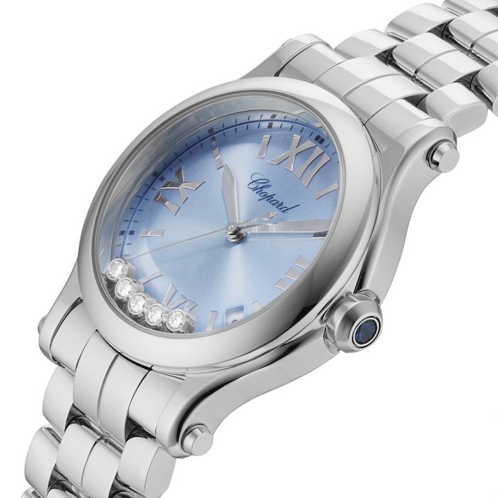 Chopard Happy Sport 36mm, Quartz, Lucent Steel™, Diamonds - Blue