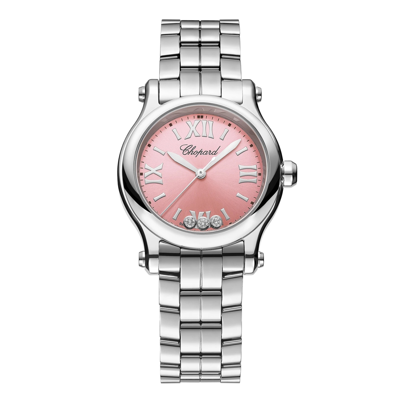 Chopard Happy Sport 30mm Quartz Lucent Steel Diamonds Pink