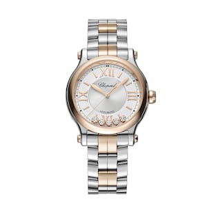 Chopard Happy Sport 33mm, Automatic, Ethical Rose Gold, Lucent Steel™, Diamonds