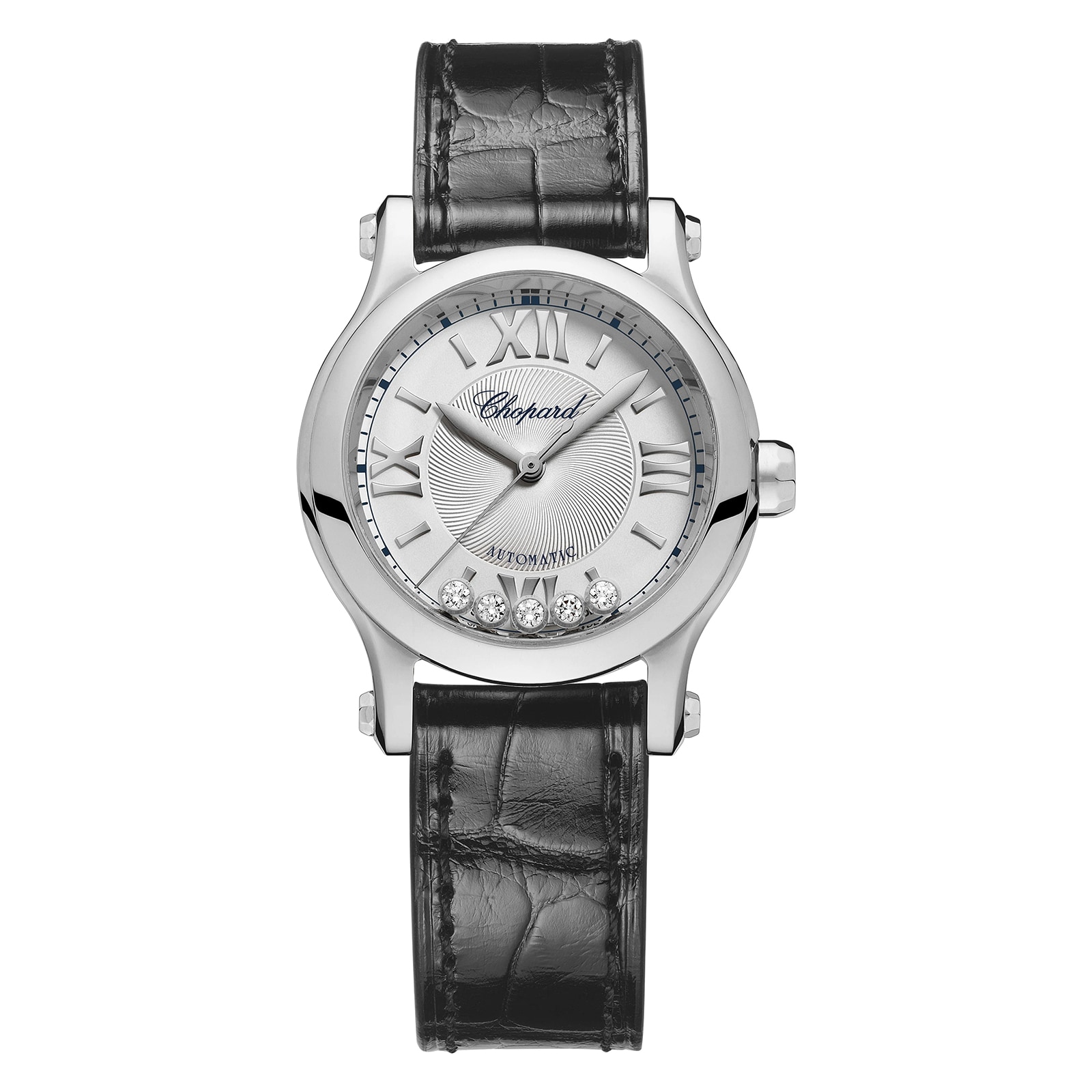 Happy Sport 30mm, Automatic, Lucent Steel™, Diamonds - Silver