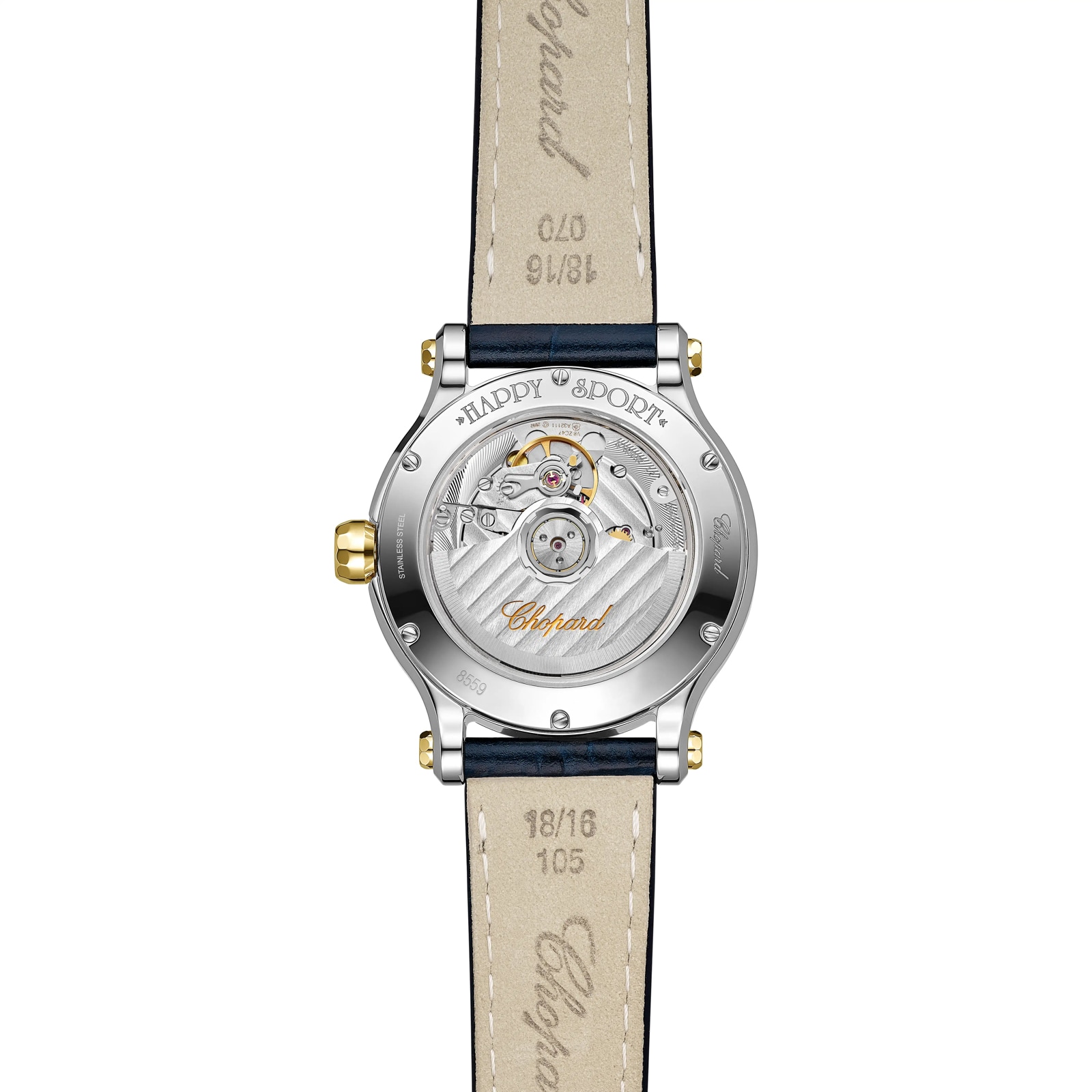 Chopard Happy Sport 36mm, Automatic, Ethical Yellow Gold, Lucent Steel™, Diamonds