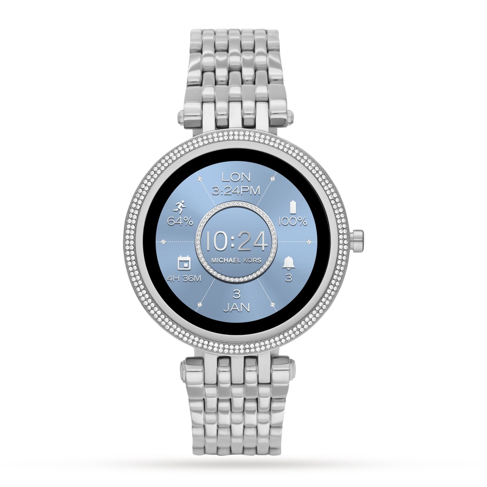 michael kors sofie pave silver tone smartwatch