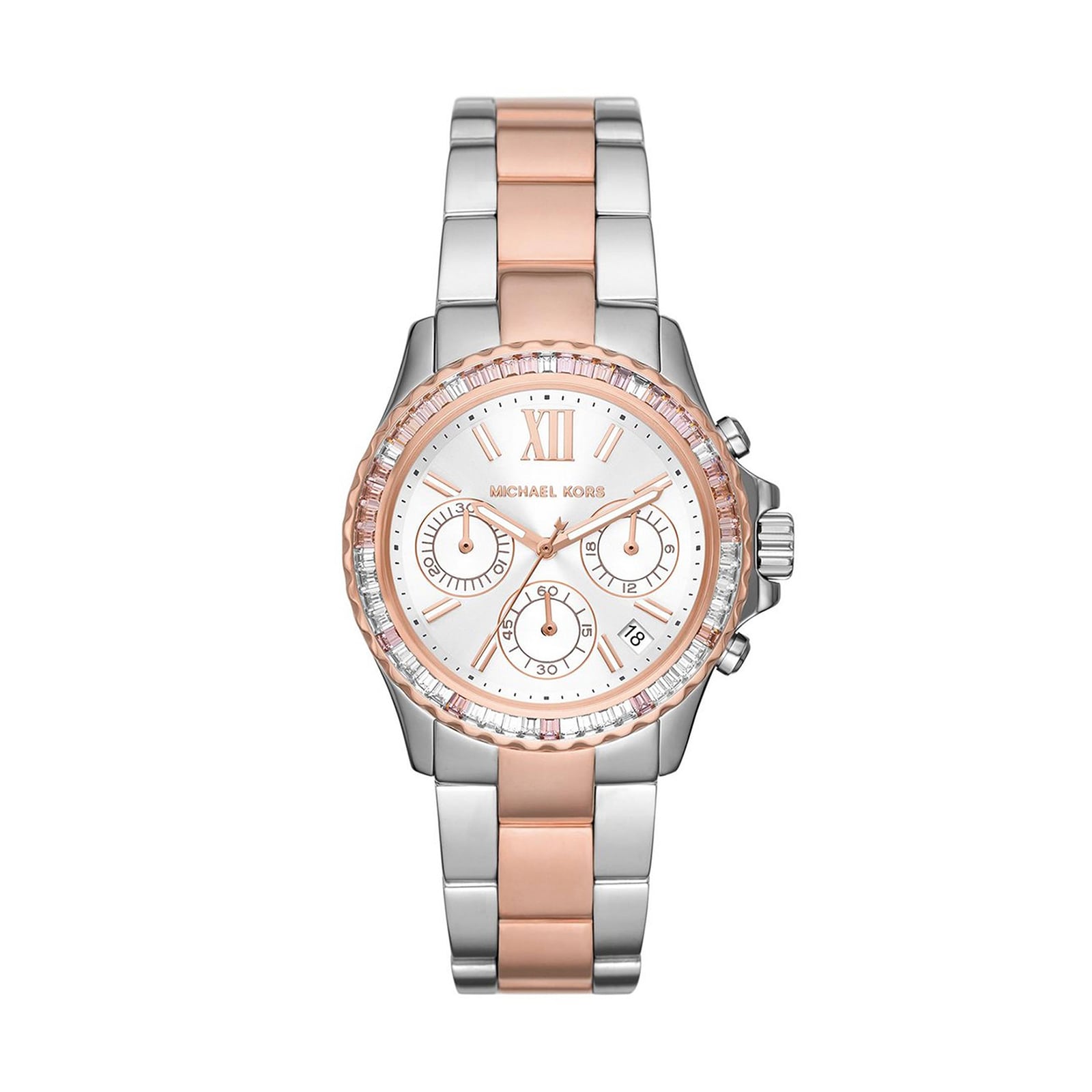 Michael Kors Everest Chronograph 36mm Ladies Watch White 2 Tone Michael Kors Everest Chronograph 36mm Ladies Watch White 2 Tone