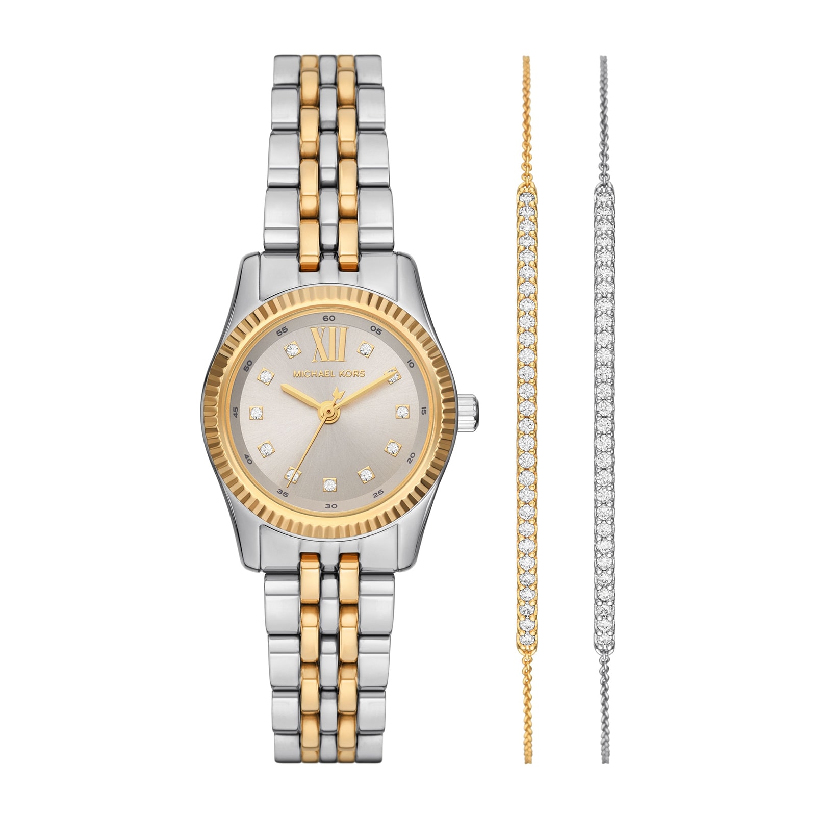 Michael Kors Lexington Pave Two-Tone Watch and Slider Bracelet Gift Set