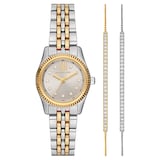 Michael Kors Lexington Pave Two-Tone Watch and Slider Bracelet Gift Set