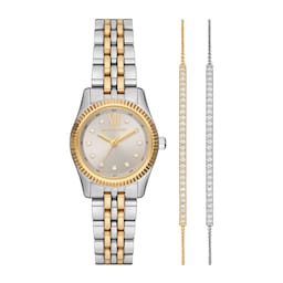 17991022 - Lexington Pave Two-Tone Watch and Slider Bracelet Gift Set