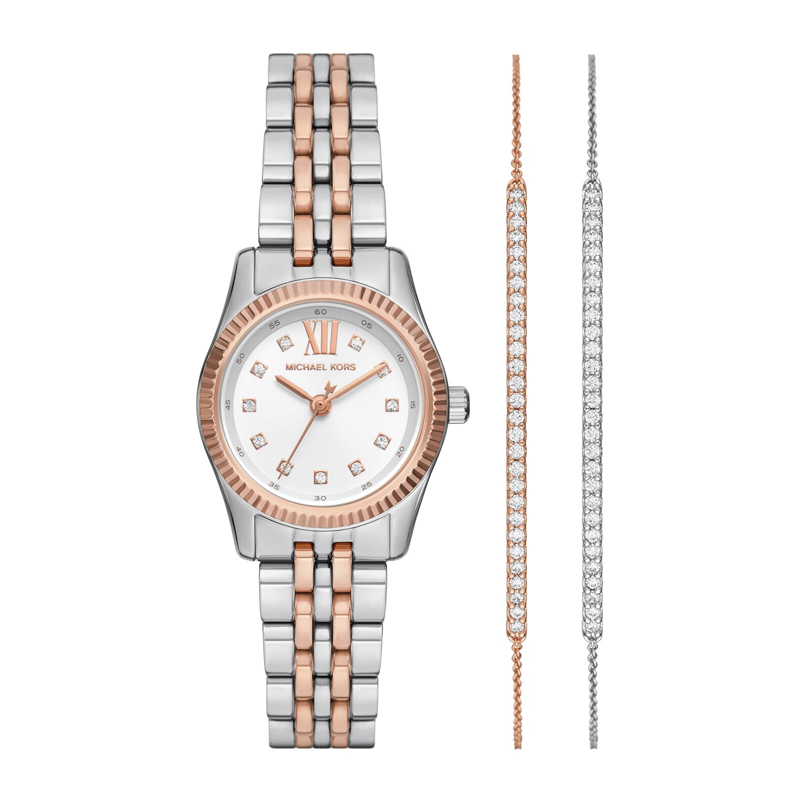 Michael Kors Lexington Pave Two-Tone Watch and Slider Bracelet Gift Set