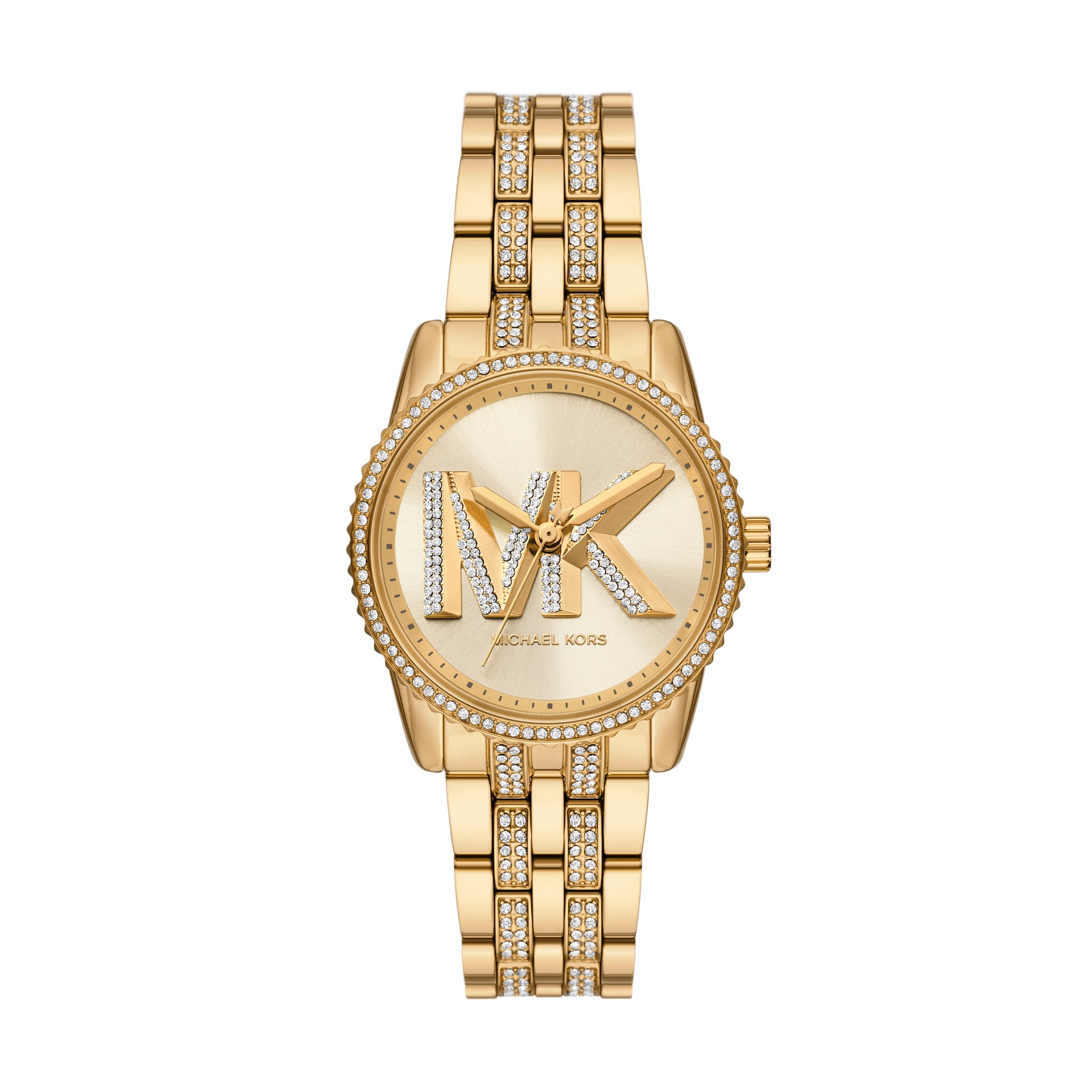 Michael Kors Bryant Pave Logo Gold-Tone Watch