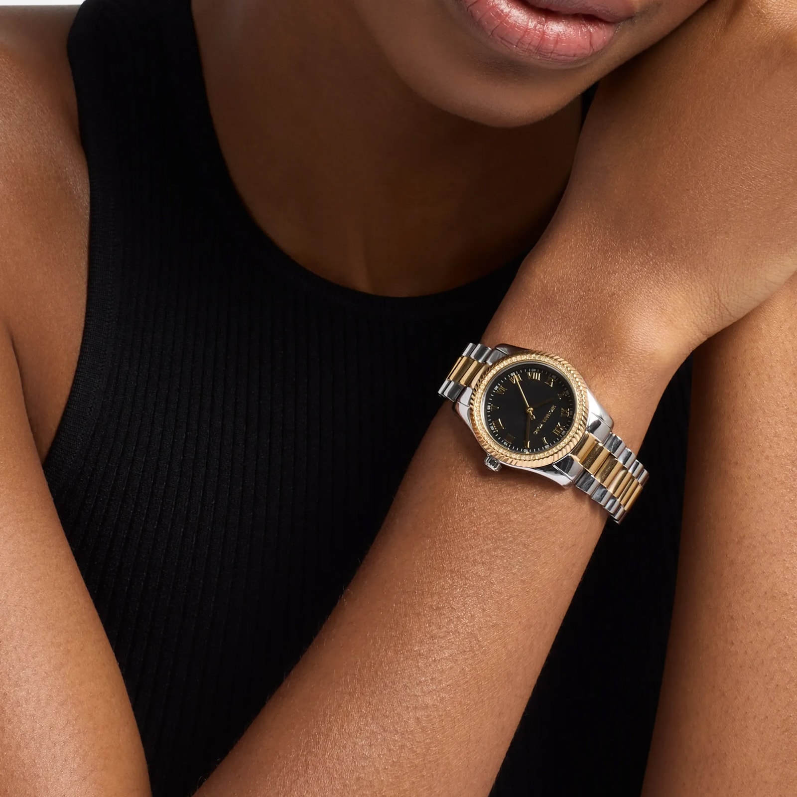 Michael Kors Mini Lexington Pavé Two-Tone 33mm Ladies Watch Black
