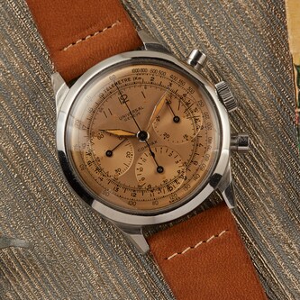 Pre-Owned Universal Geneve by Analog Shift Universal Geneve Oversized Salmon Chronograph