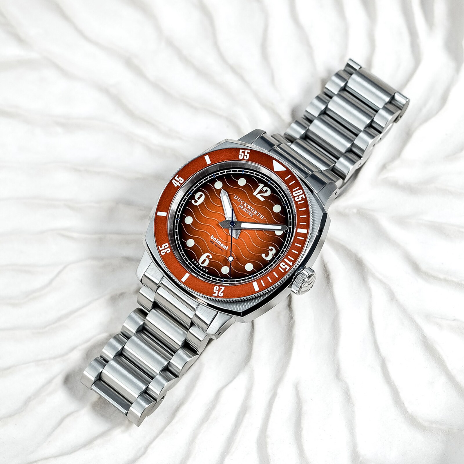 Duckworth Prestex Belmont Orange Dial on Steel Bracelet