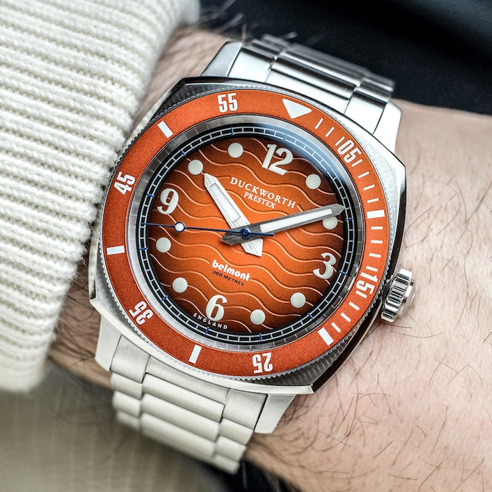 Duckworth Prestex Belmont Orange Dial on Steel Bracelet