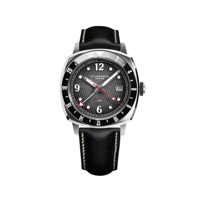 Duckworth Prestex Rivington GMT 42mm Mens Watch Black Leather