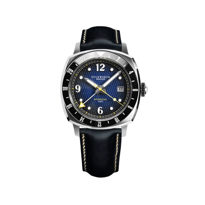 Duckworth Prestex Rivington GMT 42mm Mens Watch Blue Leather