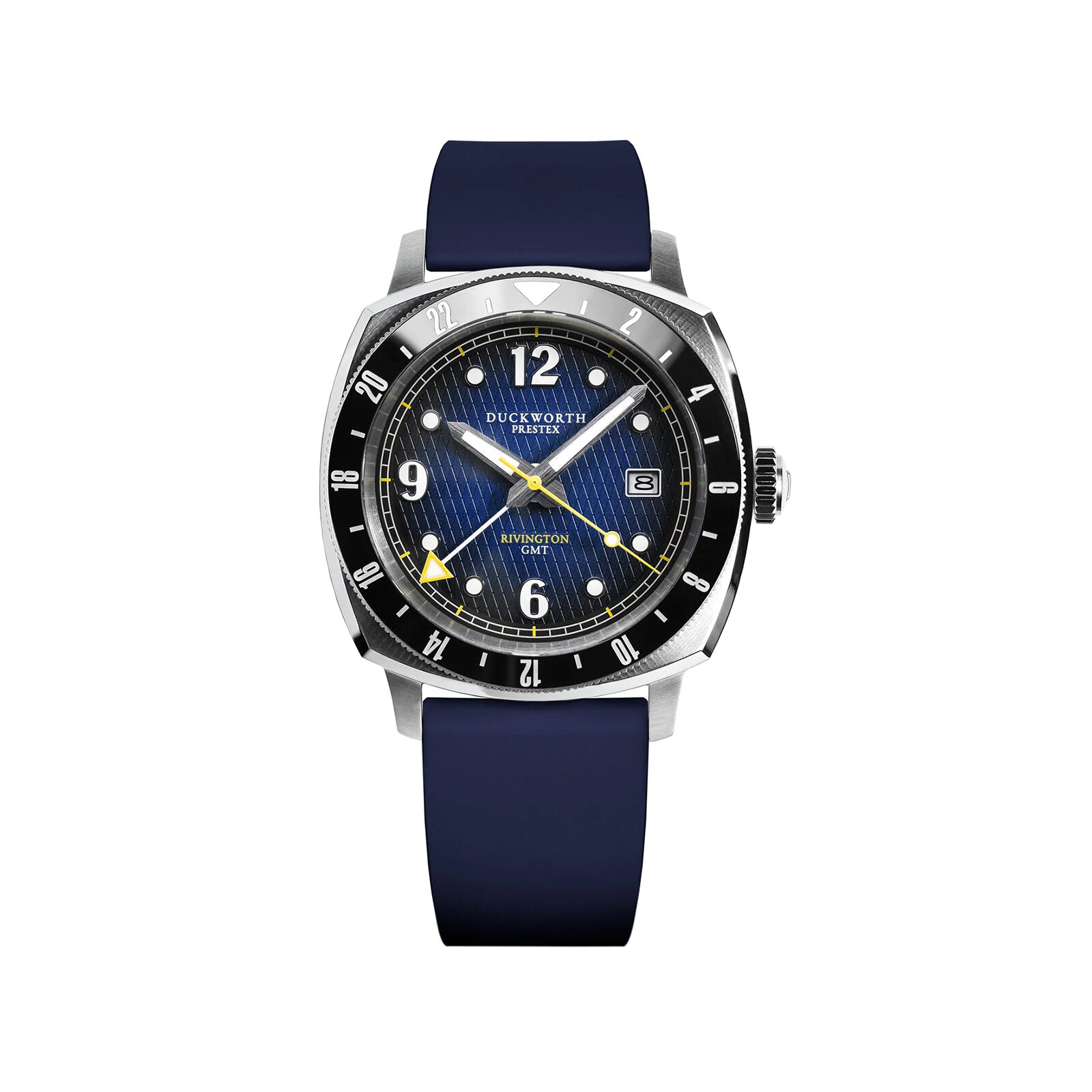 Duckworth Prestex Rivington GMT 42mm Mens Watch Blue Rubber