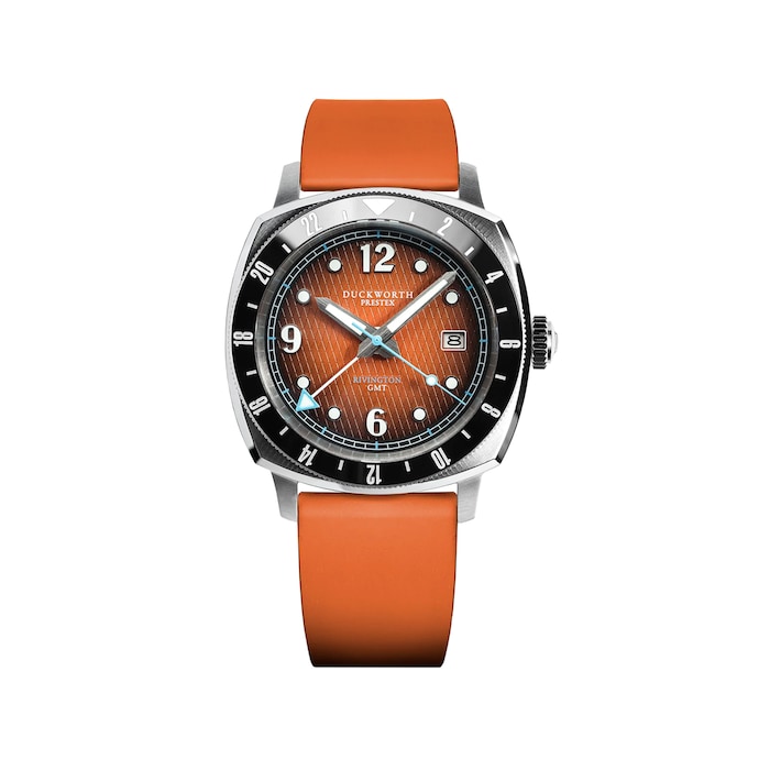 Duckworth Prestex Rivington GMT 42mm Mens Watch Orange Rubber