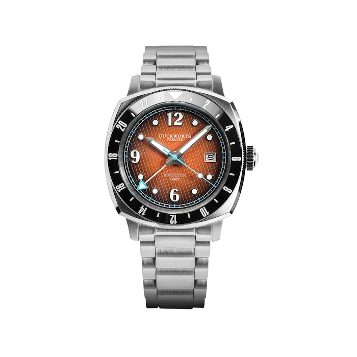 Duckworth Prestex Rivington GMT 42mm Mens Watch Orange Stainless Steel