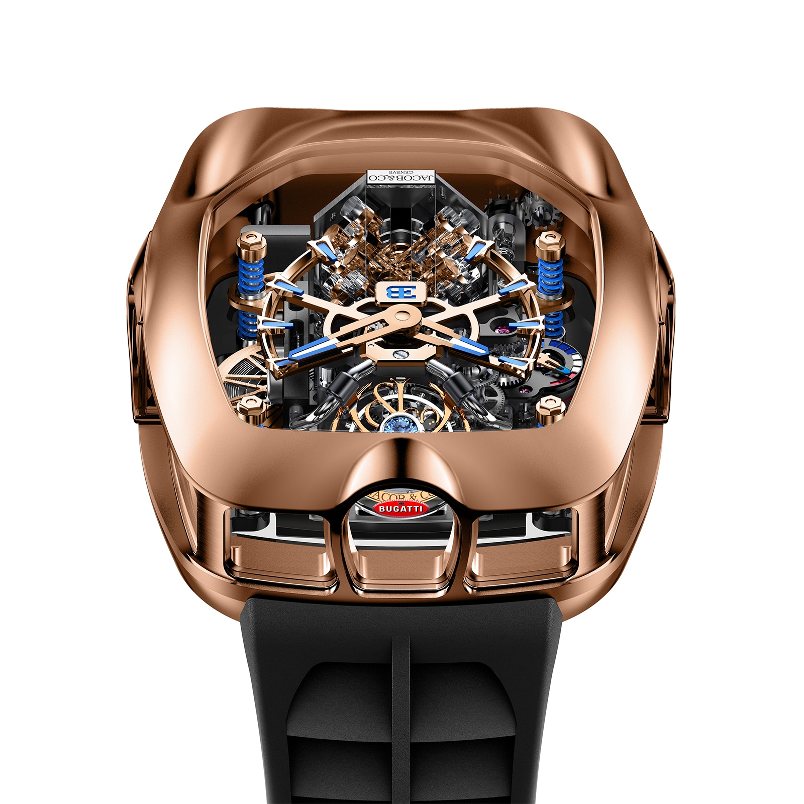 Jacob & Co Bugatti Chiron Tourbillon Rose Gold 16 Cylinder Piston Engine Jacob & Co Bugatti Chiron Tourbillon Rose Gold 16 Cylinder Piston Engine