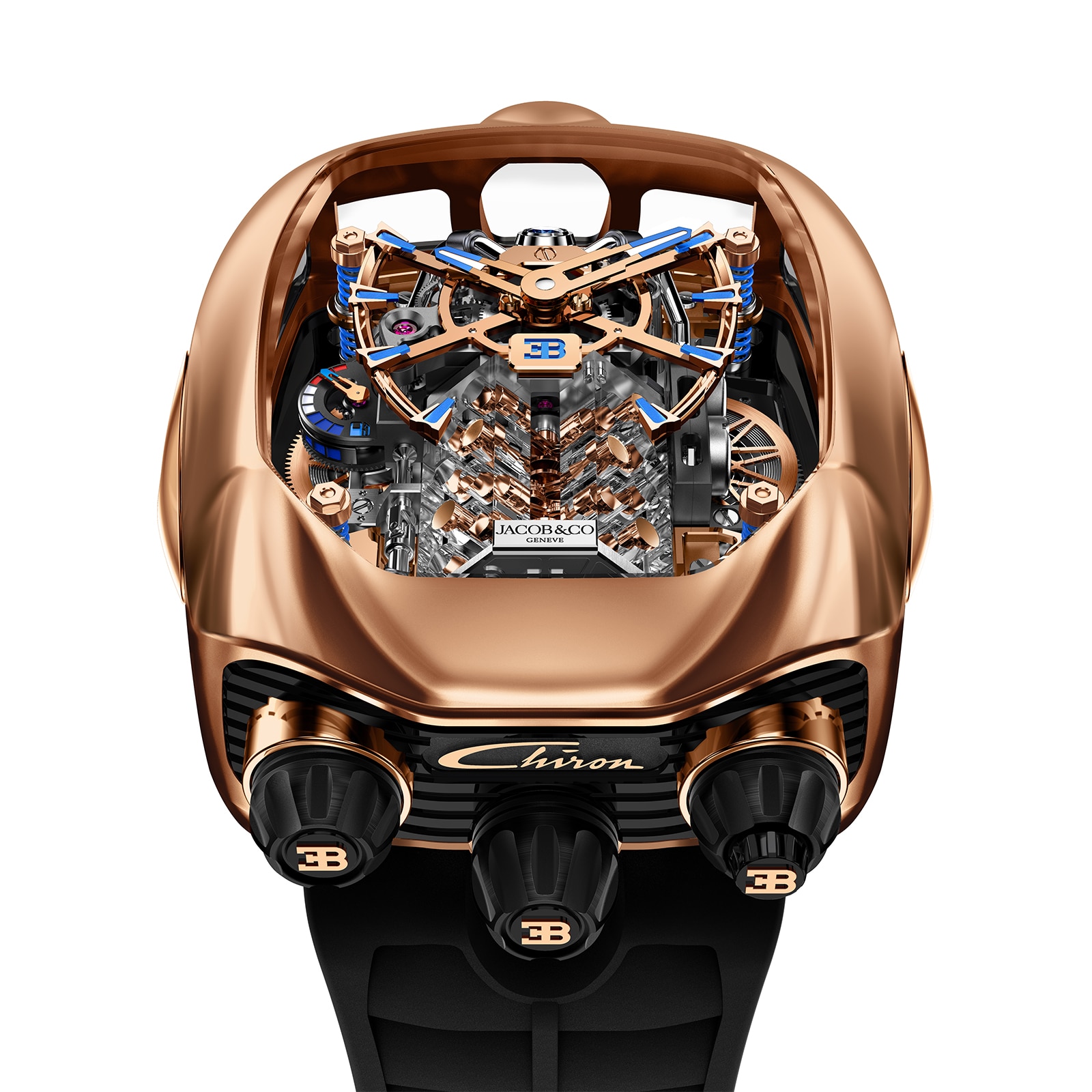Jacob & Co Bugatti Chiron Tourbillon Rose Gold 16 Cylinder Piston Engine