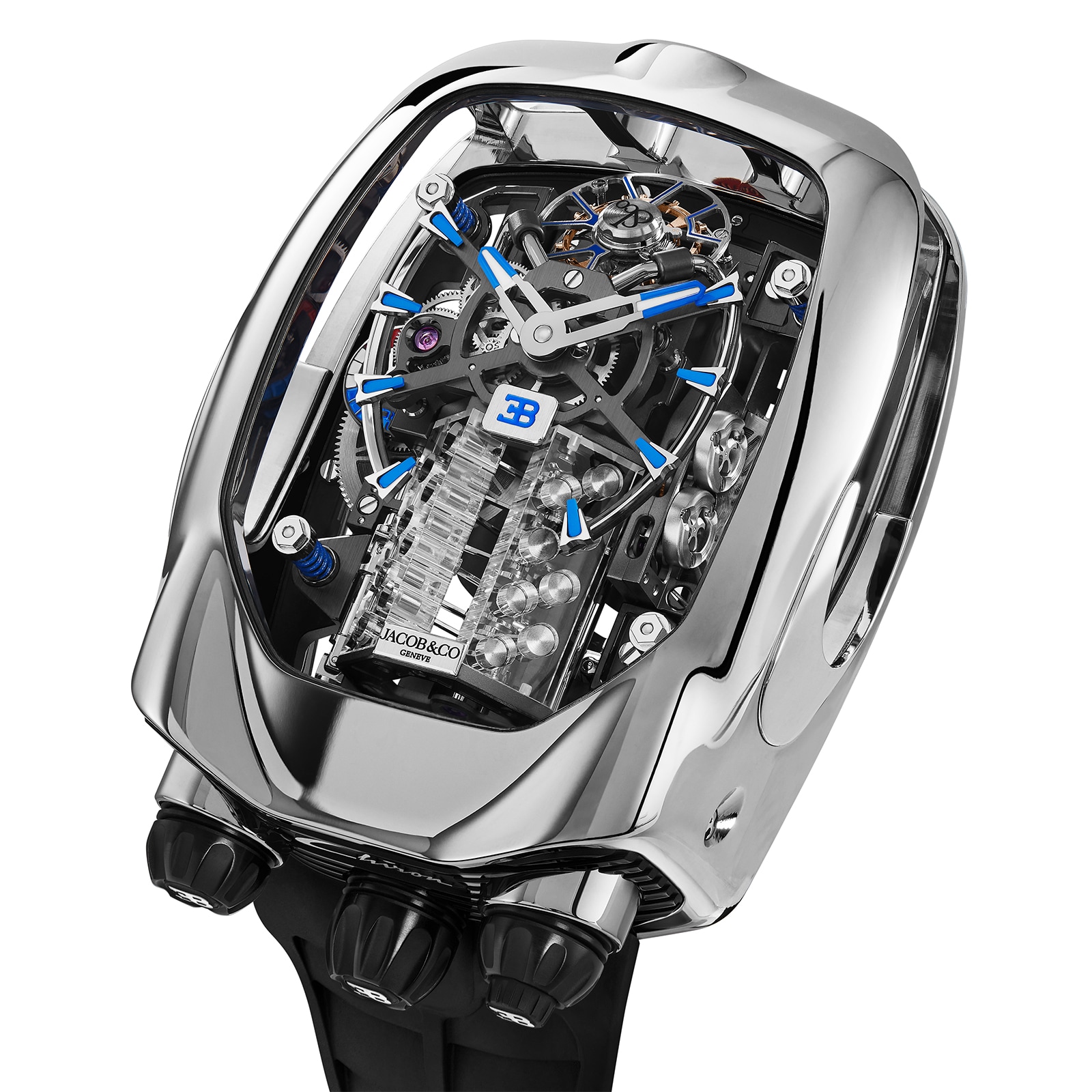 Jacob & Co Bugatti Chiron Tourbillon White Gold 16 Cylinder Piston Engine Jacob & Co Bugatti Chiron Tourbillon White Gold 16 Cylinder Piston Engine