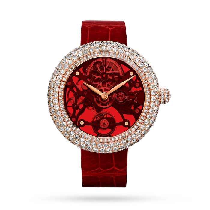 Jacob & Co Brilliant Skeleton Northern Lights Rose Gold Red