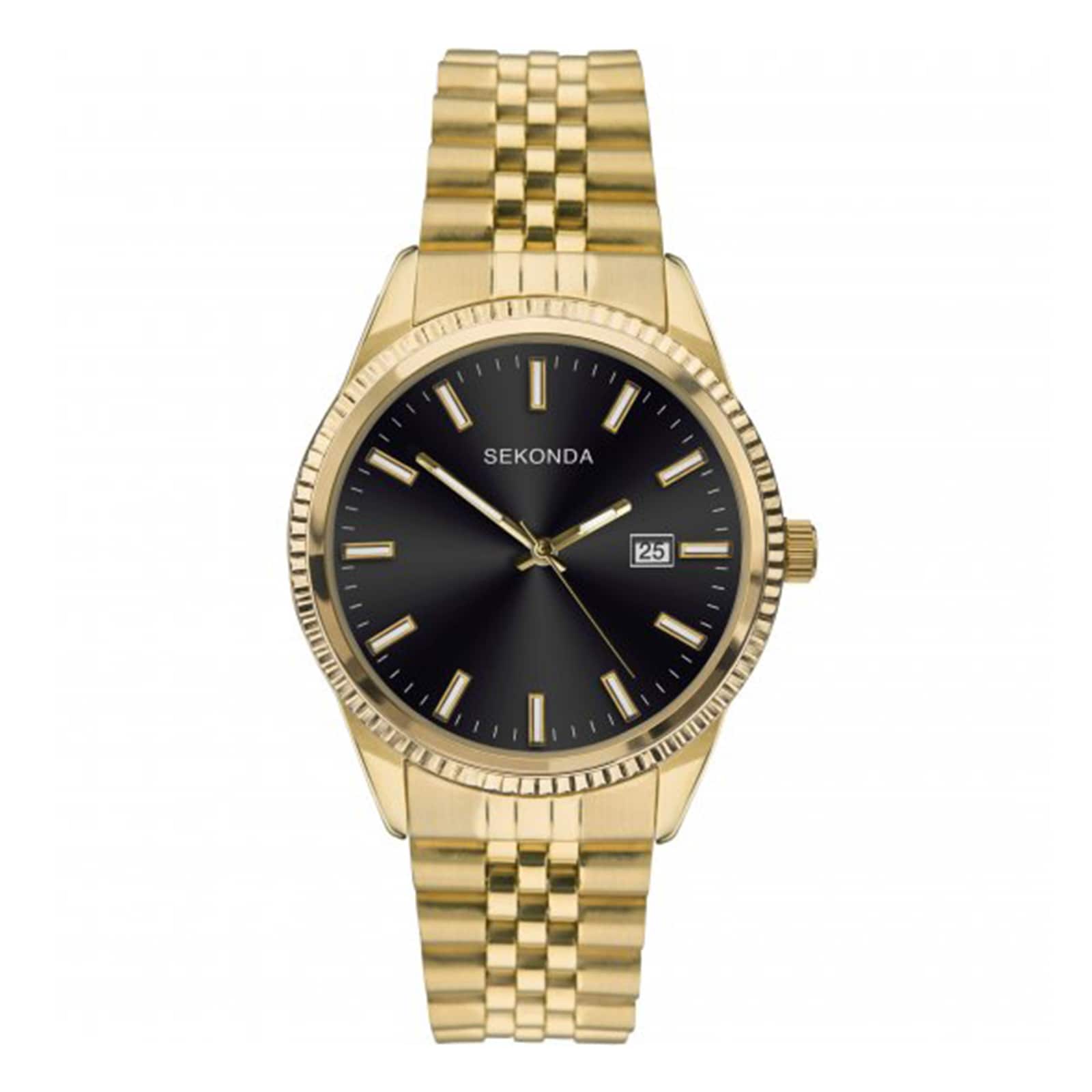 King 40mm Mens Watch Black Gold Plated