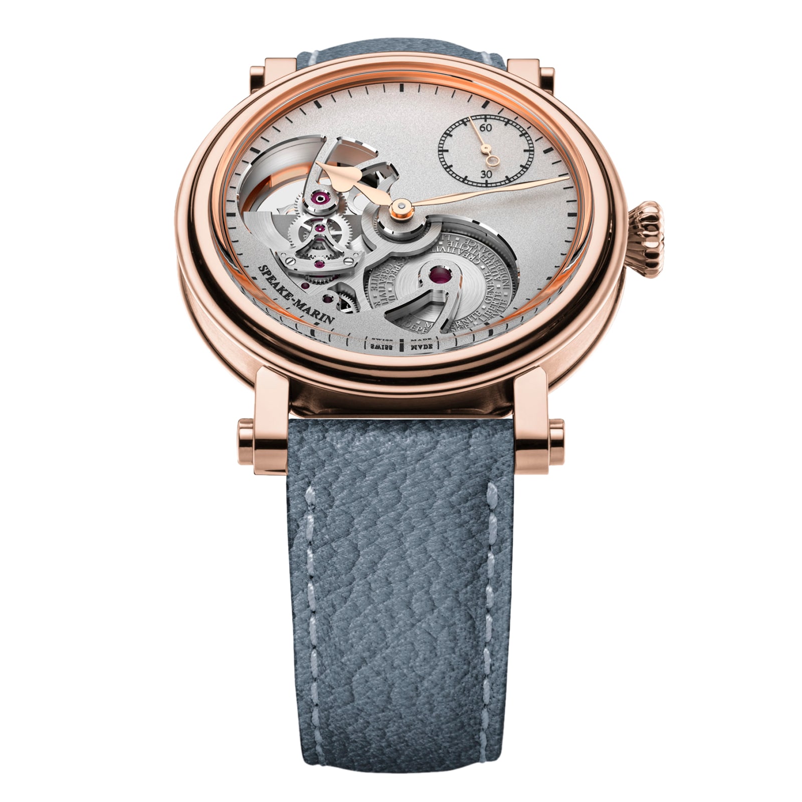 Speake-Marin Openworked Sandblasted Red Gold 42mm Mens Watch Silver