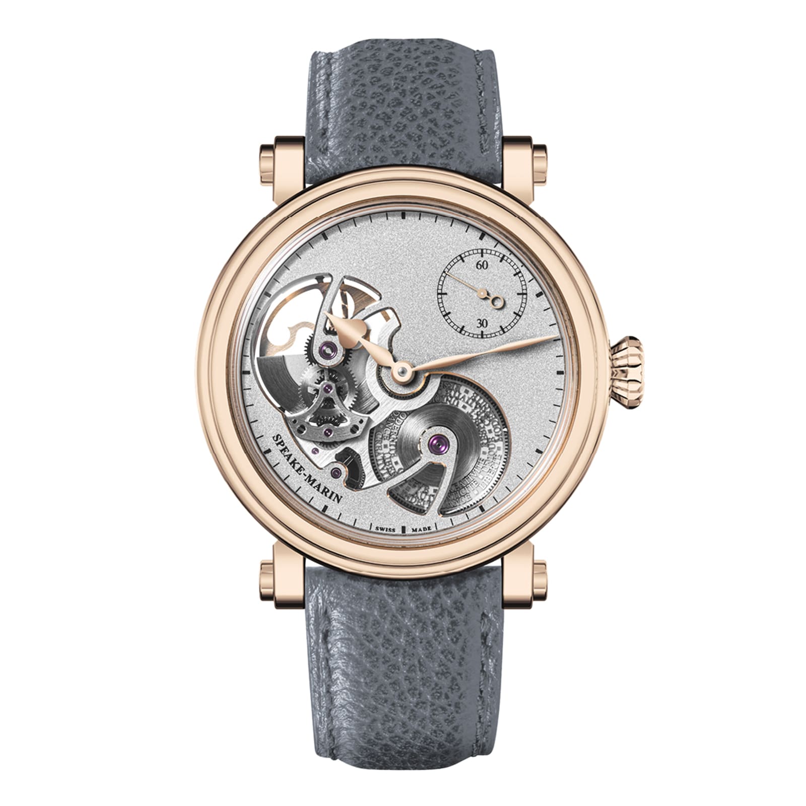 Speake-Marin Openworked Sandblasted Red Gold 38mm Mens Watch Silver Speake-Marin Openworked Sandblasted Red Gold 38mm Mens Watch Silver