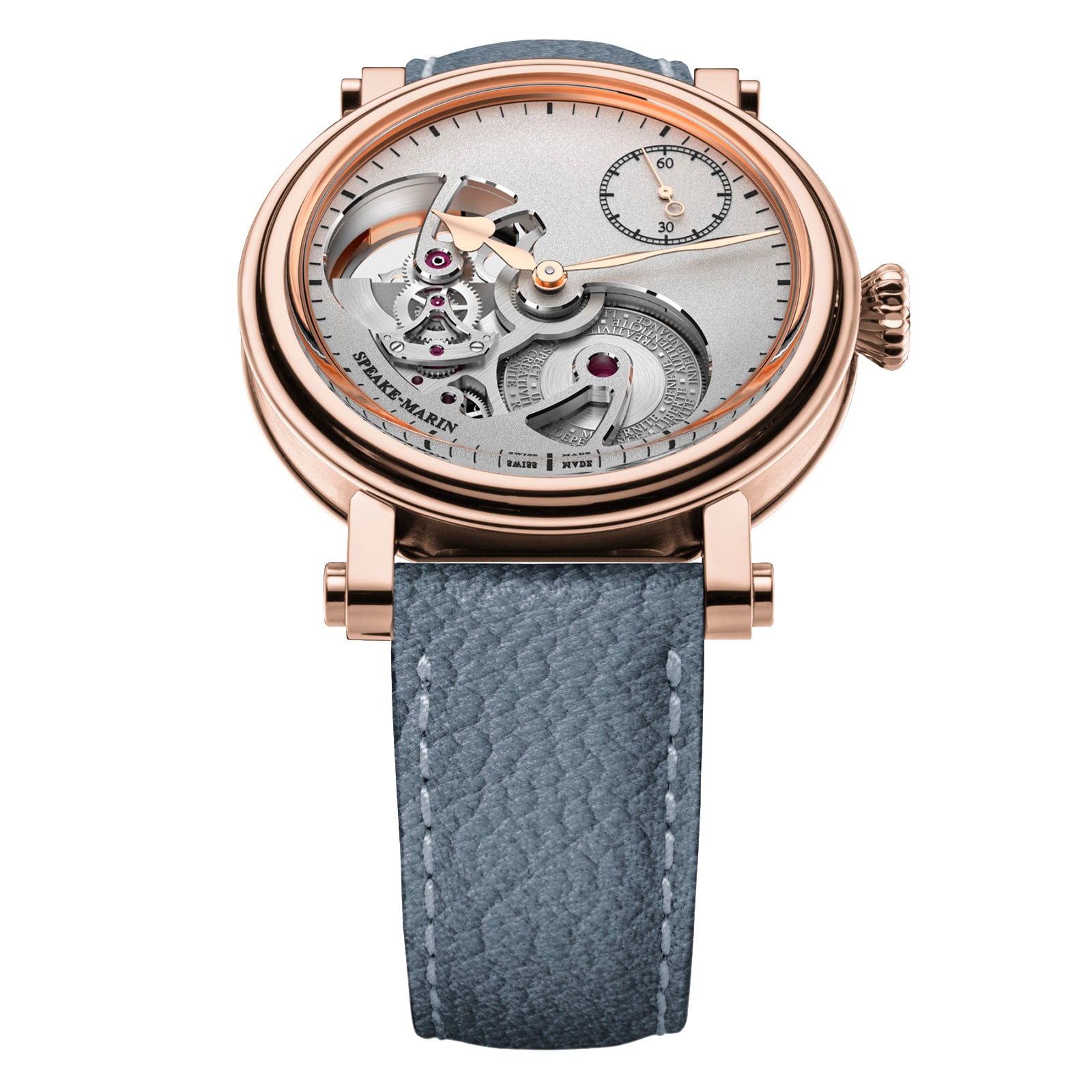 Speake-Marin Openworked Sandblasted Red Gold 38mm Mens Watch Silver Speake-Marin Openworked Sandblasted Red Gold 38mm Mens Watch Silver